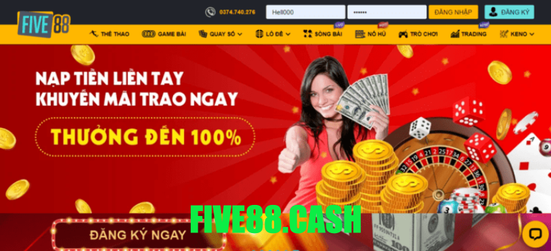 Tặng 100% giá trị nạp Five88